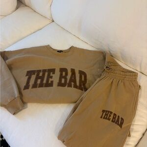 Tan 'The Bar' Sweatshirt and Joggers Set in Chocolate Chip